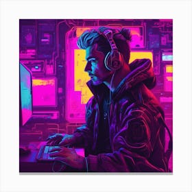 Cyberpunk on Computer Canvas Print