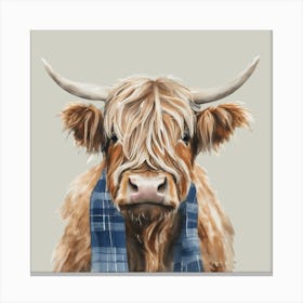 Watercolour Highland Cow Gordon Canvas Print