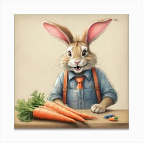 Rabbit With Carrots 5 Canvas Print