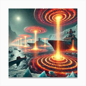 A Futuristic Sci Fi Depiction Of Pyroclastic Destroyers Thermal Wave Canvas Print