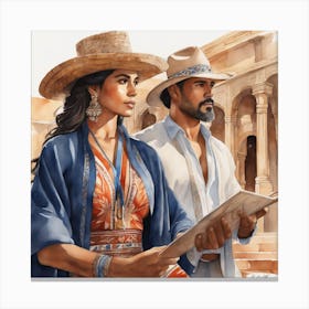 Man And Woman In A Hat Canvas Print