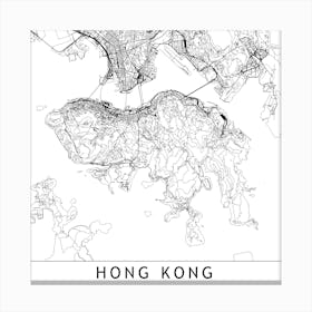 Hong Kong Map Canvas Print