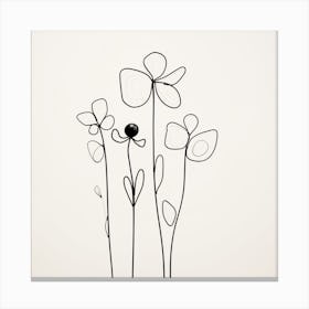 Flowers In Black And White Canvas Print