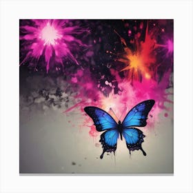 Butterfly With Fireworks Canvas Print