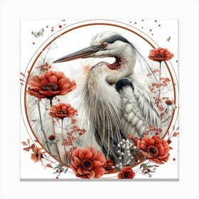 Lena1987 A Watercolor Illustration Of A Heron With Flowers In 02aedb86 486d 44fb 9ead E422d7ff79aa 2 Canvas Print