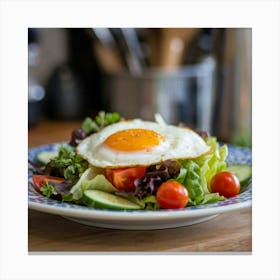 Salad With Fried Egg Canvas Print