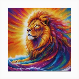 Lion In The Ocean Canvas Print