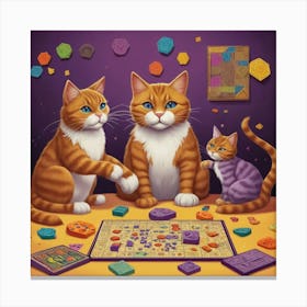 Board Game Cats 1 Canvas Print