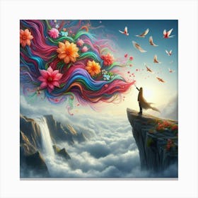 Girl Standing On A Cliff Canvas Print