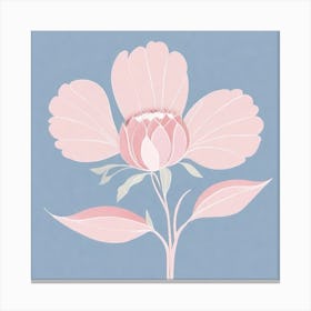 A White And Pink Flower In Minimalist Style Square Composition 53 Canvas Print