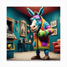 Donkey In A Room Canvas Print