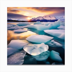 Icebergs At Sunset 46 Canvas Print