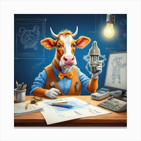 Cow With A Lamp Canvas Print