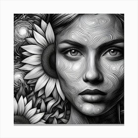 Black And White Drawing Canvas Print