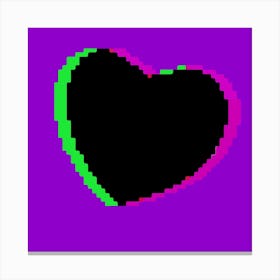 Purple Pixel Heart Square Canvas Print