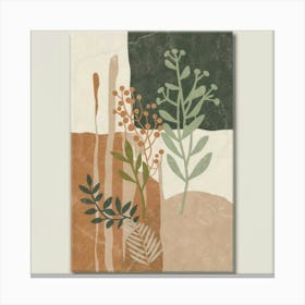 Abstract boho wall art in beige and green 8 Canvas Print