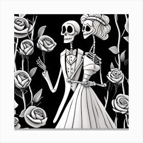 Day Of The Dead Skeleton Bride And Groom minimalistic Canvas Print