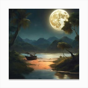 Full Moon In The Forest 1 Canvas Print