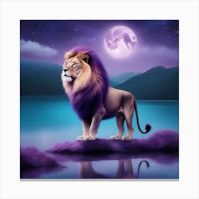 Lion In The Moonlight Canvas Print