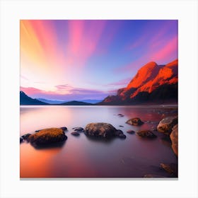 Sunset Over Lake Canvas Print