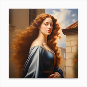 Woman With Long Red Hair Canvas Print