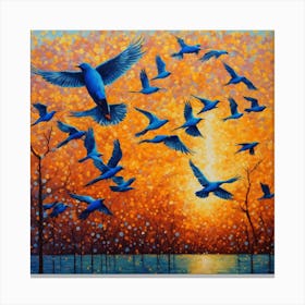 Flock of birds Canvas Print