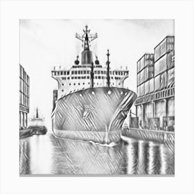 Ship Docked At A Dock Canvas Print