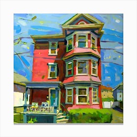 Red House On The Corner Canvas Print