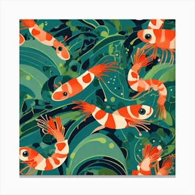 Seamless Pattern With Shrimps Canvas Print