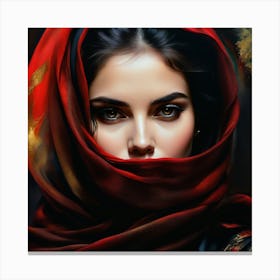 Woman In A Red Scarf Canvas Print