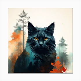 Black Cat In forests  Canvas Print