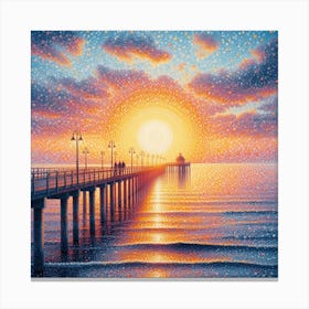 Sunrise on the sea pier Canvas Print