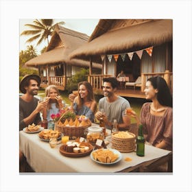 Group Of Friends Having A Party Canvas Print