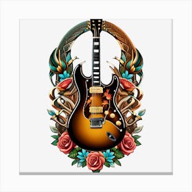 Electric Guitar With Roses 10 Canvas Print