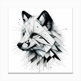 Fox Head - Abstract Line Art Illustration 130 Canvas Print