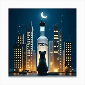 Vodka Bottle At Night Canvas Print