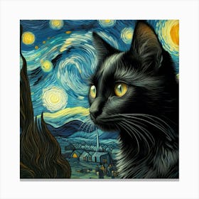 Starry Night Cat Canvas Print