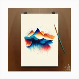 Watercolor Mountains Painting Canvas Print