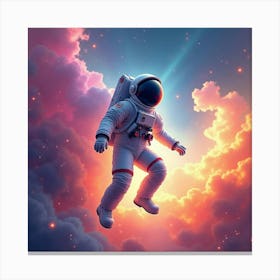 A Watercolor Astronaut Floating Through A Cosmic Storm Of Colorful Energy 1 Canvas Print