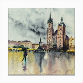 Watercolor Of Krakow Canvas Print