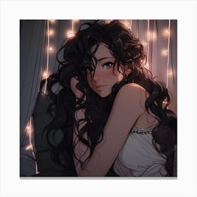 Anime Girl With Long Hair Canvas Print