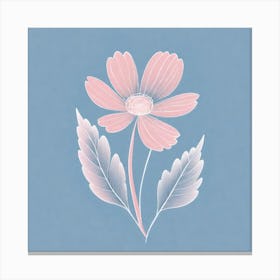 A White And Pink Flower In Minimalist Style Square Composition 377 Canvas Print