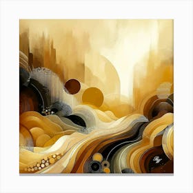 Beautiful Flowing Abstract Landscape With Moons Canvas Print