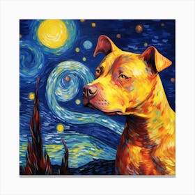 Starry Night Pit Bull 1 Canvas Print
