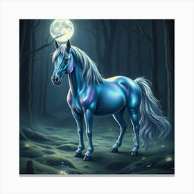 Blue Horse In The Forest 8 Canvas Print