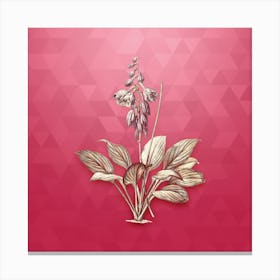 Vintage Daylily Botanical in Gold on Viva Magenta n.0971 Canvas Print