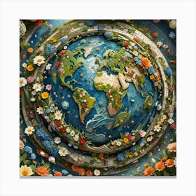 Earth With Flowers Canvas Print