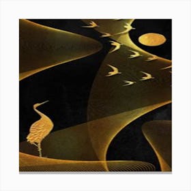 Golden Cranes Canvas Print