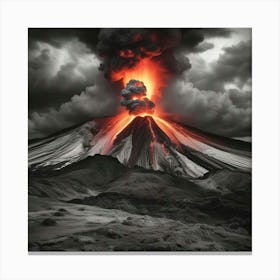 Black And White Image Of A Volcano 1 Canvas Print