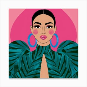 Illustration Of A Woman With Big Earrings Canvas Print